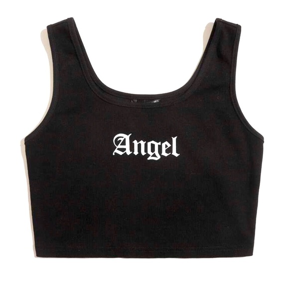 Angel stretchy black tank top - Picture 1 of 1